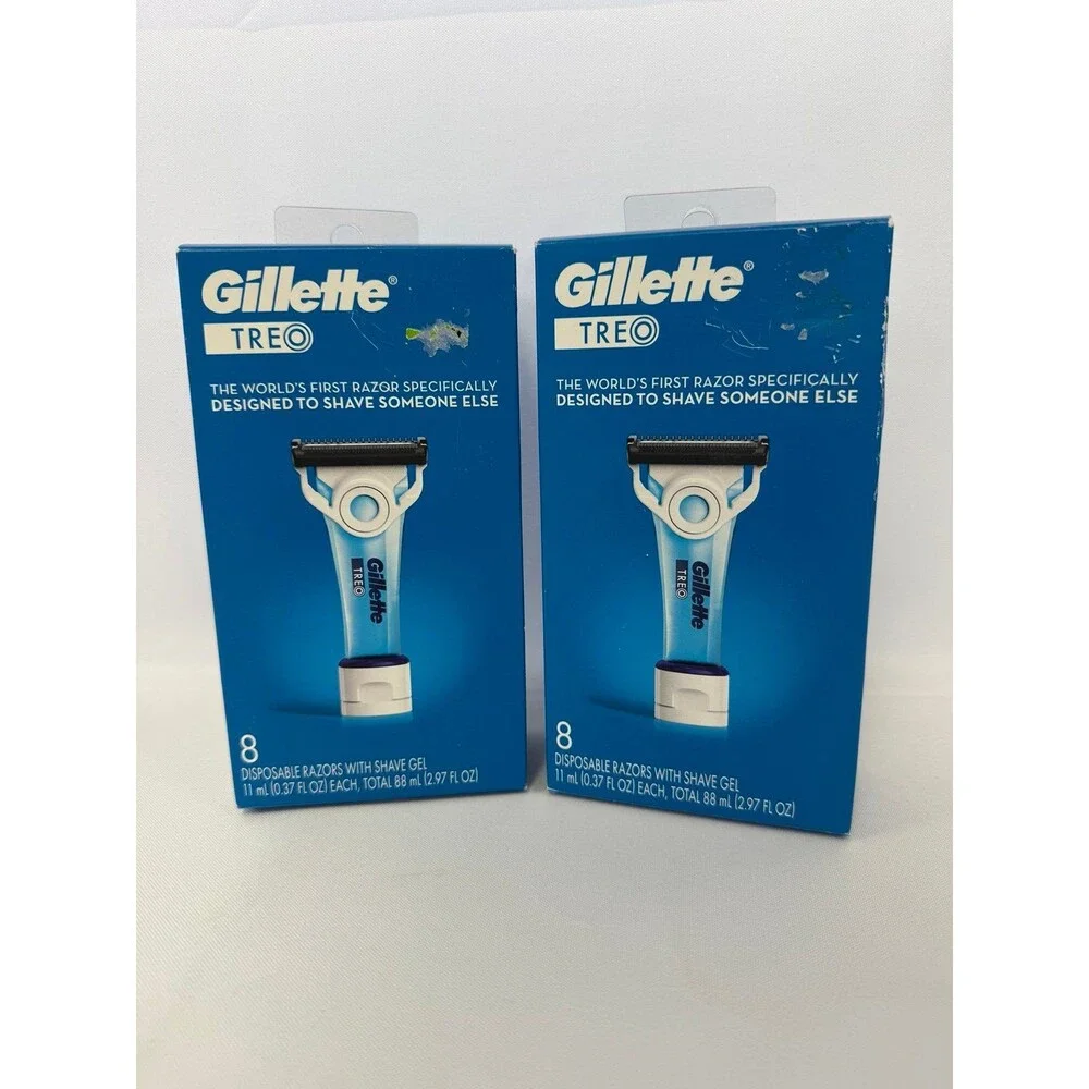 (2) Gillette Treo Caregiver Razor with Built-in Shave Gel Both NEW - SEALED